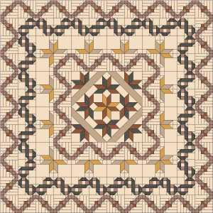 Coffee and Cream Medalion Quilt 72 inches square